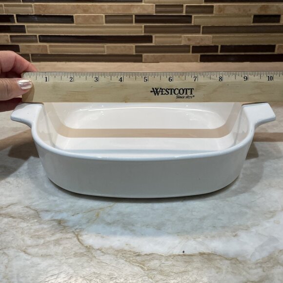 Vintage 70s Centura by Corning Just White Casserole Dish w/ Pyrex A9C Lid RARE - Picture 8 of 9